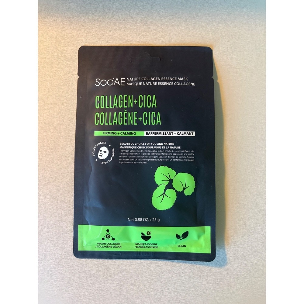 Soo'AE Nature Collagen + Cica Essence Mask Firming Calming Vegan Mask 0.88oz